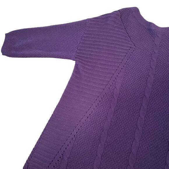 Torrid Lurex Pointell Wool Metallic Purple Cable Knit Tunic Sweater 2XL 18/20 - Picture 5 of 13